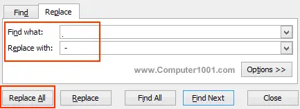 Hapus Enter Excel dengan Find & Replace